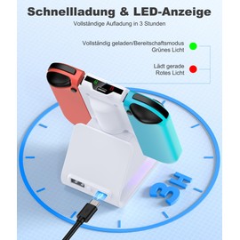 HASACOOL 2-in-1 Switch Charging Station, Gaming and Charging Switch Controller Charging Station Quick Charger with RGB Light/Overload Protection & Smart Chip, Compatible with Switch/Switch OLED