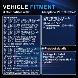 4PCS 234-5038 234-4490 234-4489 Upstream Downstream Oxygen O2 Sensor Compatible with Ford Explorer F150 Mustang Edge Escape Fusion Flex Taurus MKZ MKX MKT MKS Tribute Milan Mariner 2010-2016