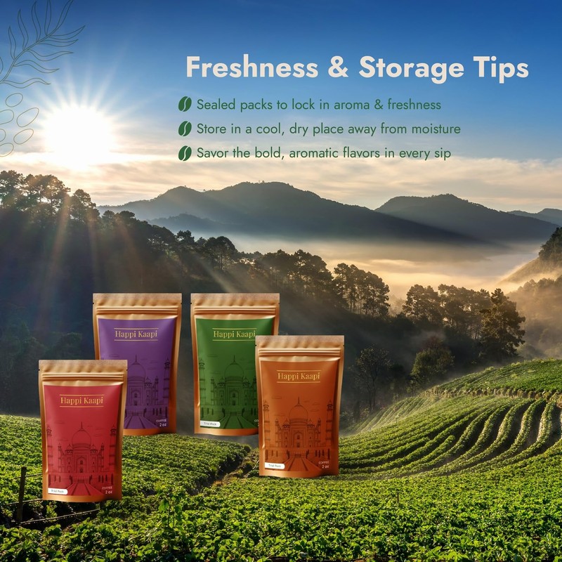 Happi Kaapi's Mini Sampler Pack, Premium Indian Speciality Coffee, 8