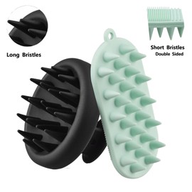 Soft Silicone Head Scalp Massager Hair Shampoo Brush, Silicon Hair Scrubber Dandruff Brush for Wet and Dry Hair, for Women & Men Kids or Pets, Get One More Double Sided Brush