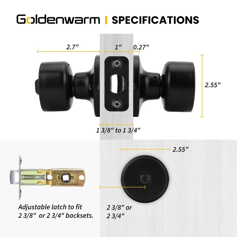 goldenwarm Black Door Knobs Interior, Privacy Door Knob Black Door