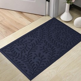 Front Door Mat, Absorbent Dirt Trapping Welcome Door Mat Indoor Outdoor, Non Slip Entry Mat, Indoor Outdoor Door Mats, Fade Resistant, Low Profile Doormat for Entryway, 36×24, Blue