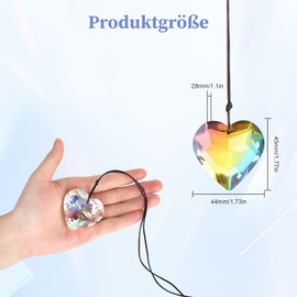 2 Sun Catchers Crystal Sun Catcher Garden, AB Coloured Glass Suncatcher Crystal Heart-Shaped Hanging Window Decoration, Rainbow Maker, Hanging Crystal Decoration for Home Decoration (45 mm)