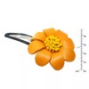 AeraVida Stylish and Chic Yellow Orange Flower Genuine Leather Barrette
