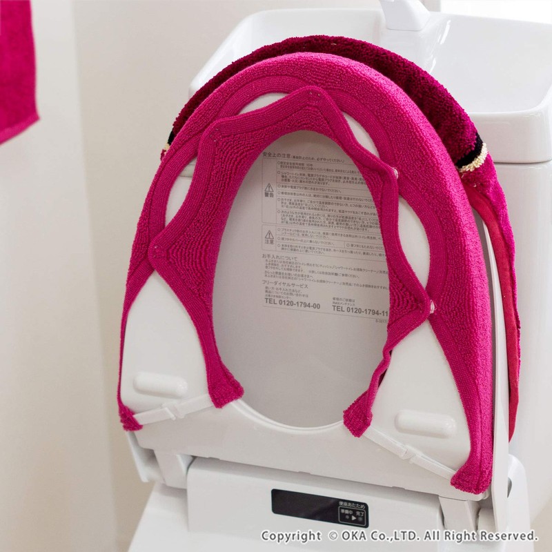 OKA Toilet Seat Cover, Pink, For Washing Heating Only, Chenille