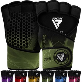 RDX Weight Lifting Gym Gloves, Open Back Anti Slip Grips Long Straps Gymnastics Gripper Glove for Strength Training Pull Ups Calisthenics Bodybuilding Powerlifting Workout Home Gym Fitness Equipment