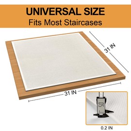 Stair Treads Carpet for Wooden Steps with Non Slip Rubber Backing, 100% Polyester Soft Stairs Resistant Indoor Skid Runner Safety Rugs for Kids Elders and Pets (1, Cream, 31" * 31")