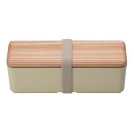 Miyoshi Seisakusho Bento Store 0601-0037 Lunch Box with Wooden Lid, Tosa Ancient Cedar, Slim L, Beige