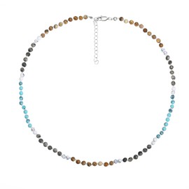 Winssigma Natural Gemstone Beaded Necklace, Hand Knotted Stone Choker Necklace Dainty 4mm Bead Strand Necklace for Women(Style A)