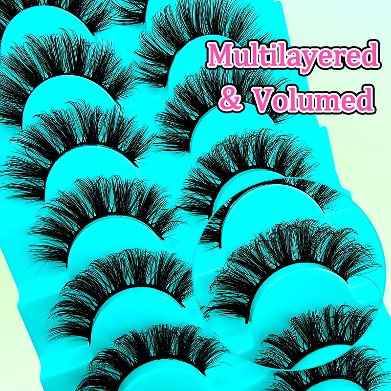7 Pairs of 3D False Eyelashes, Cat Eye, Fluffy Volume,
