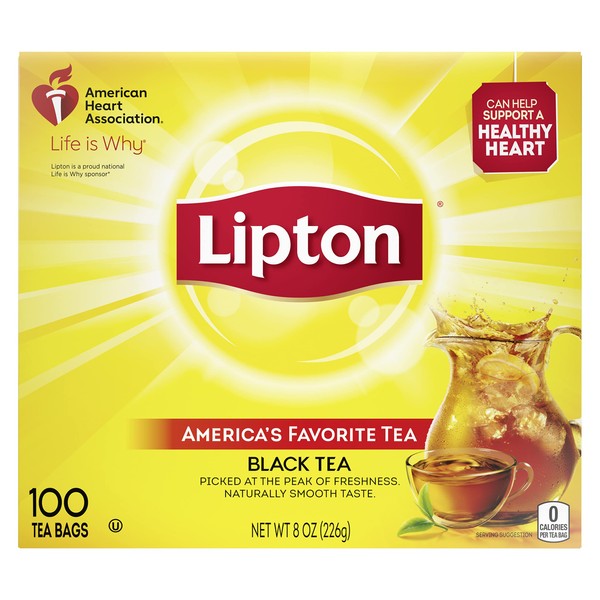 Lipton Tea Bags, Black Tea, Iced or Hot Tea, Can Support Heart Health, 100 Tea Bags(Pack of 12)