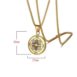 UMtrade Unisexo Acero Inoxidable Brújula Collar Clásico Náutico Graduación Medalla Colgante