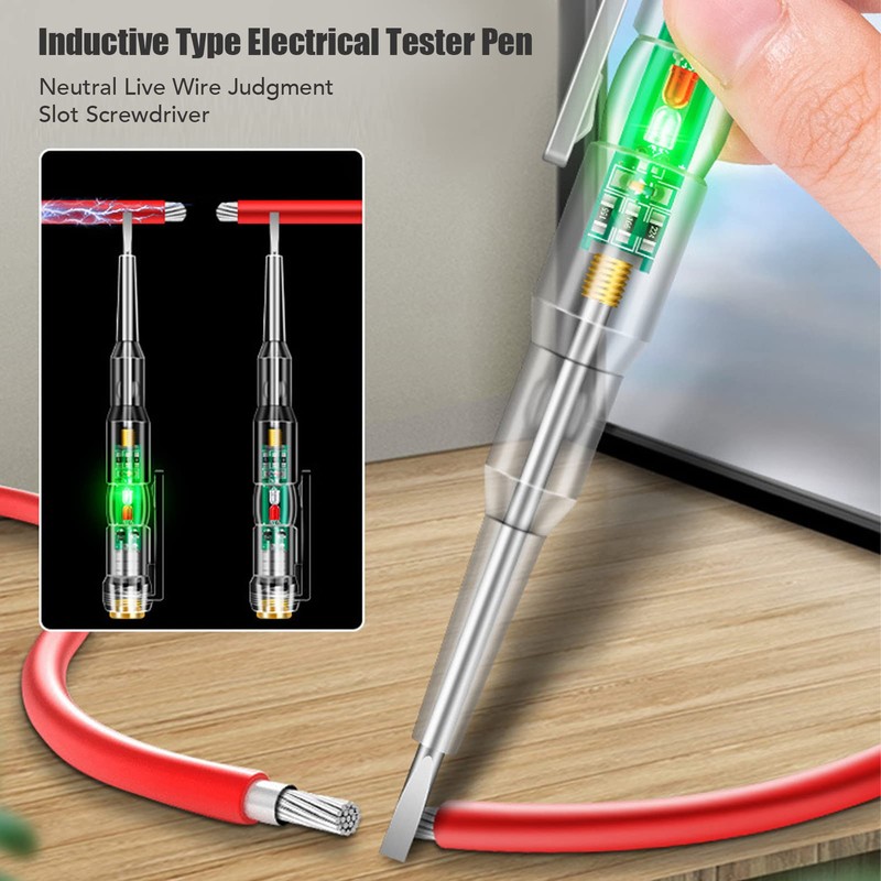 Kadimendium 5 Pcs Electrical Tester Pen Multifunctional Bright LED Light