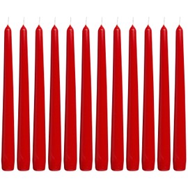 BOLSIUS Red Taper Candles - 12 Pack Individually Wrapped Unscented 10 Inch Dinner Candle Set - 8 Burn Hours - Premium European Quality - Smokeless & Dripless Household Wedding & Party Candlesticks