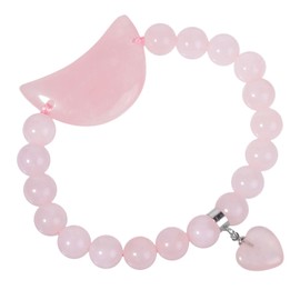 KYEYGWO Natural Moon Crystal Bracelet for Women, Reiki Healing Happiness 8 mm Beads Fashion Bracelet Jewellery Amulet, Rose Quartz Elastic rope Alloys