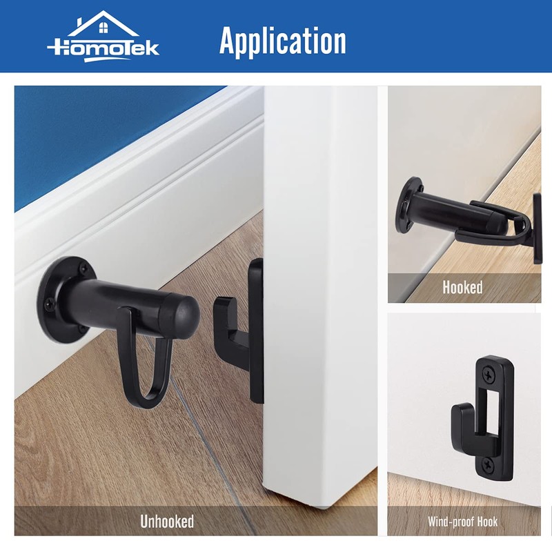 HOMOTEK Heavy Duty Latch Hook Stop Windproof,Door Holder Stopper with