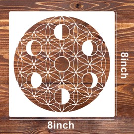 Sacred Geometry Stencil 8x8inch Reusable Hexagon Mandala Stencils Metatron's Cube/The Flower of Life Drawing Templates for Wall Canvas Paper Art Crafts