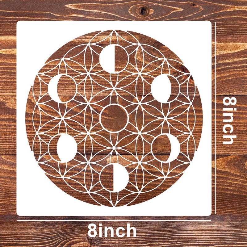 Sacred Geometry Stencil 8x8inch Reusable Hexagon Mandala Stencils Metatron's Cube/The