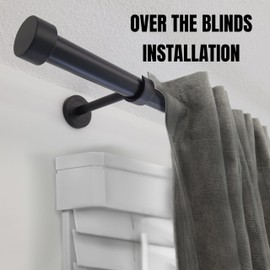 Curtain Rod Brackets for Wall – Black 1 Inch Curtain Rod Holders, Extended 5 Inch Projection, Wall Mount with Hardware, Set of 2