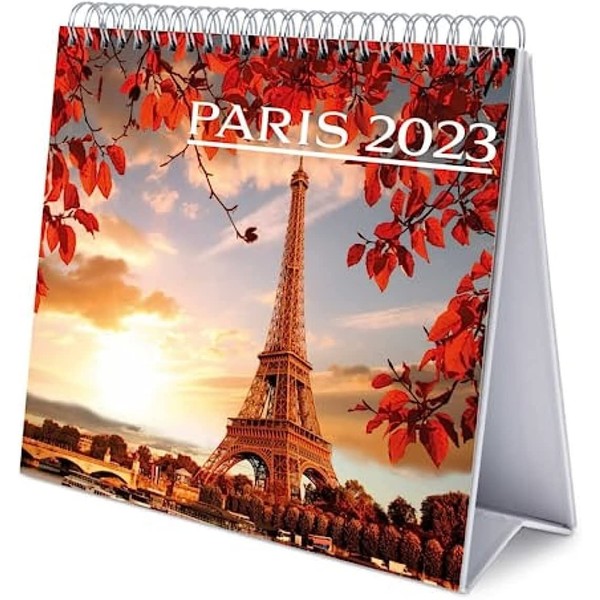Official Paris Calendar 2023 - Desktop Calendar 2023 - 7 x 8 inches / 18 x 20 cm - Travel Desk Calendar 2023 - 12 Month 2023 Planner - Travel Calendar 2023