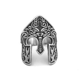 Fantasy Forge Jewelry Spartan Helmet Ring Mens Stainless Steel 300 Warrior Trojan Band Sizes 8-14 (8)