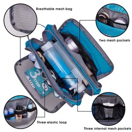 WANDF Toiletry Bag Water-Resistant Nylon Travel Wash Bag Lightweight Dopp Kit for Men and Women (A-Sky Blue)