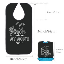 CREATCABIN Adult Bibs for Eating Waterproof Washable with Crumb Catcher Clothing Protectors Canvas Reusable Dining for Elderly Women Men Disabled Bed Table Feeding 34x18Inch-I Missed My Mouth Again