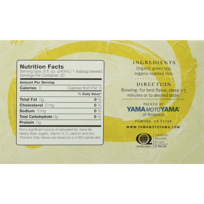 Yamamotoyama Organic Genmaicha Tea Bag, Green Tea with Roasted Rice,