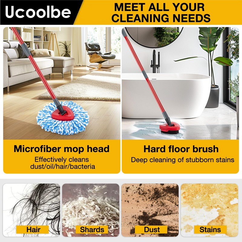 Ucoolbe Spin Mop Replacement Heads for O Cedar RinseClean 2-Tank