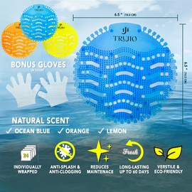 24-Pack Urinal Screen Deodorizer Plus 24 Gloves – Freshness Up to 60 Days, Anti-Splash Urinal Cakes for Men’s Restrooms, Urine Catcher for Toilets, Bulk Toiletries for Hotels, Schools, Offices