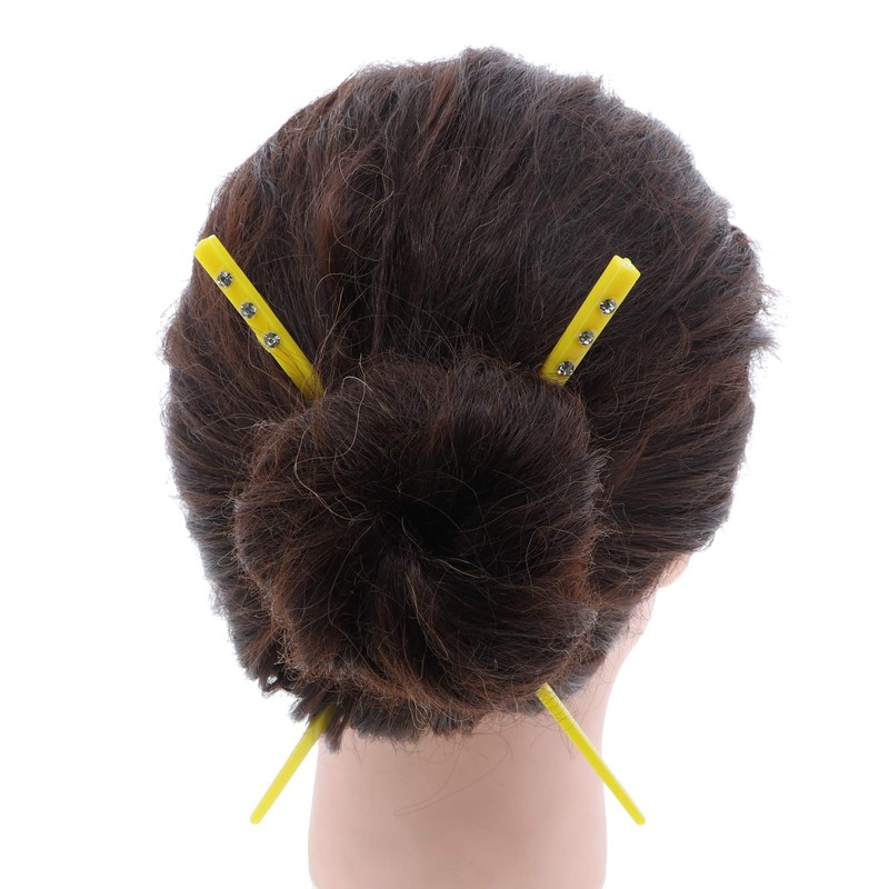 Set of 2 Hair Sticks with 3 Diamonds Chopsticks -