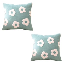 MILASIC TN-CCVWD-BU White Daisy Cushion Cover, Set of 2, Boa, Fluffy, Warm, Fluffy, Square, 17.7 x 17.7 inches (45 x 45 cm), Winter, Washable, Natural, Nordic, Korea, Living Room, Sofa, Bed, Gift