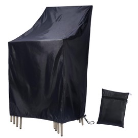 Stackable Patio Chair Covers, 210D Outdoor Chair Covers Waterproof for Stacked Chairs, Lawn Chair Covers Waterproof Outdoor Fits for 4-6 Outdoor Stacking Chairs (Black, 25"L x 25"W x 47”H)