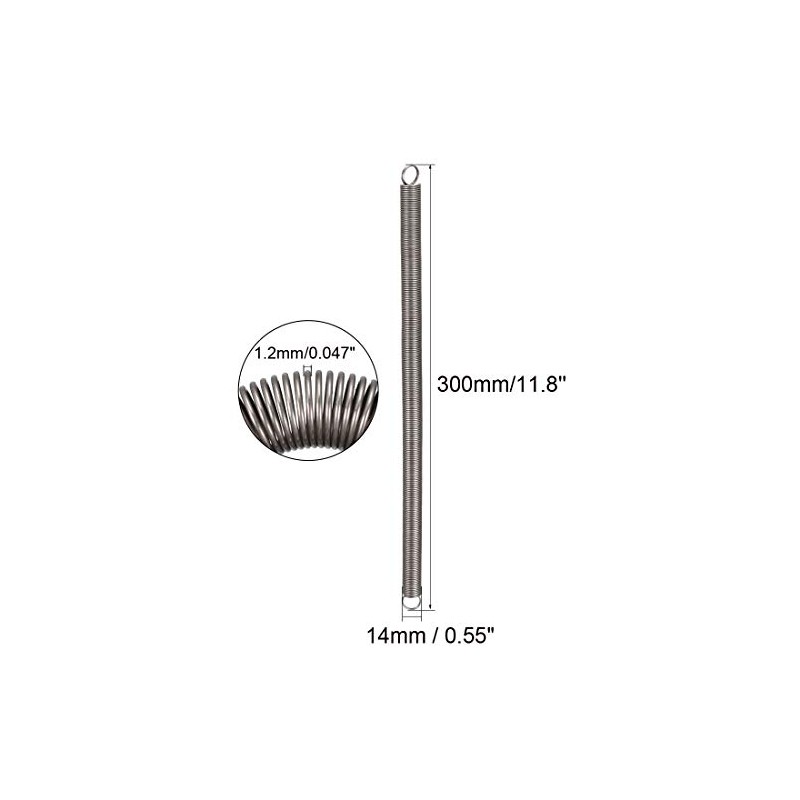 sourcingmap 1.2mmx14mmx300mm Manganese Steel Extension Tension Springs Black 2pcs