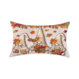 ONWAY Fall Lumbar Pillow Cover 12x20 Inch Farmhouse Maple Leaves Decorative Throw Pillowcase Autumn Orange Pumpkin Leaves Seasonal Cushion Case for Sofa Couch Home Bed