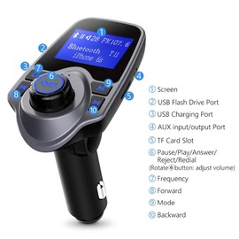 T11 Wireless Bluetooth FM Transmitter Handsfree Car Kit MP3 Player Wireless Bluetooth Adapter with Dual USB Port Car Kit