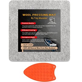 Tidy Monster 13.5''x13.5'' Wool Pressing Mat for Quilting, 100% Wool from New Zealand, Portable Felted Wool Ironing Mat