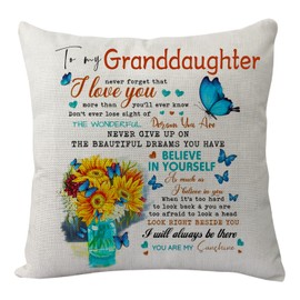 to My Granddaughter Pillowcase Gift,Funny Granddaughter Pillow Cover for Women Girls Ladies Birthday Christmas Graduation Wedding Granddaughter Gift from Grandparents Cushion Cover