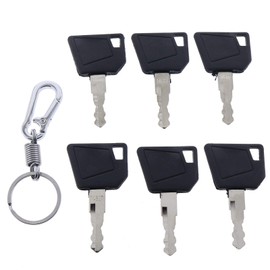 ZTUOAUMA 6X 14607 701/45501 Ignition Keys with Key Chain for JCB 3CX Bomag Dynapac Terex Vibromax NH Ford Moxy Wacker Neuson Hamm Volvo Mini Excavator Bomag Cat New Holland