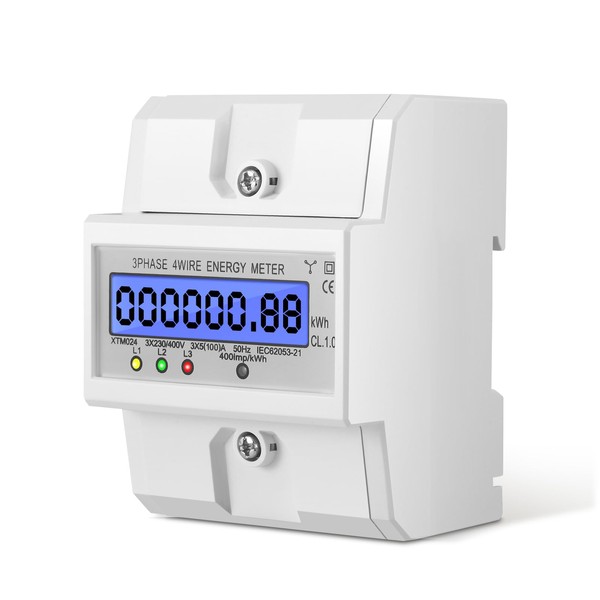Nastopee 3 Phase Electricity Meter, Three-Phase Meter, DIN Rail Electricity