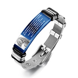 Personalized San Judas Bracelet for Men Women Adjustable Saint Jude Bracelet Custom Stainless Steel Mesh Chain St. Jude Bracelets Pulsera De San Judas Tadeo Chain Jewelry for Him Her, 8.4 inches,