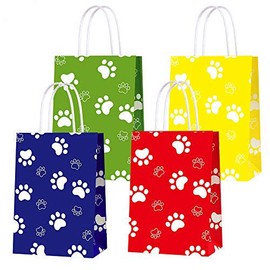 Party Gift Bags for Paw Dog Patrol Toys Puppy Party Supplies Party Decor, Party Favor Bags for Boys Girls Birthday Favor Goodie Candy Treat Gift Party Favor Paw Print Bag- 16 PCS (4 Colors)