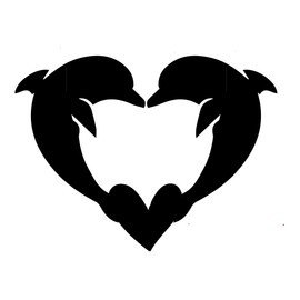 Cute Dolphin Love Heart Silhouette Sticker - Waterproof Decal - Use on Car's, Laptops, Mirrors, Water Bottles, Scrapbooking, Fun Animal Gifts (1, 8cm x 6cm (3.1" x 2.4"))