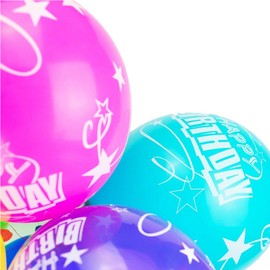 Happium Happy Birthday Balloons, 12" Multicoloured Latex 10pcs Balloons, Birthday Balloons for Girls Boys, Happy Birthday Decorations, Anniversary Party