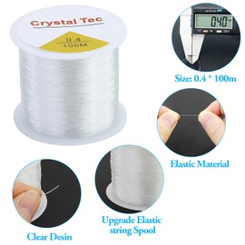 2 Spools of Elastic Bands for Bracelets, 0.4 mm, 100 m Elastic Band for Bracelets, Transparent Beads Thread, Cord for Bracelets, Rubber Thread for Bracelets, Jewellery Thread for Bead Jewellery,