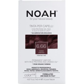 NOAH Permanent Hair Dye 6.66 Intense Red – Ammonia-Free Hair Colour with Linseed Oil & Rice Proteins - Nourishing, Long-Lasting & Grey Coverage - Complete Hair Colour Kit - 140ml