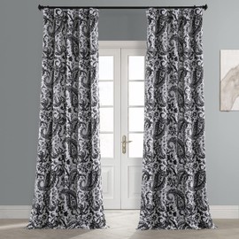 HPD Half Price Drapes Room Darkening Curtains for Bedroom, Living Room 50 X 84 Zora Printed, BOCH-HKC210611-84 (1 Panel) Zora Black