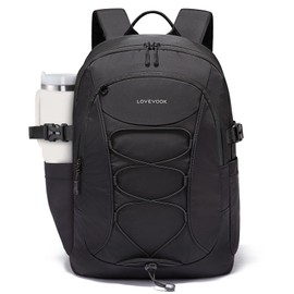 LOVEVOOK Laptop Backpack for Women with Pouch Pocket for Large Capacity Cup,18 Inch Professional Work Computer Laptop Bag College Teacher Backpack Purse,Lightweight Travel Hiking Overnight Bag,Black