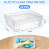 Suzile 50 Pcs Plastic Clear Crayon Box Stackable Crayon Organizer