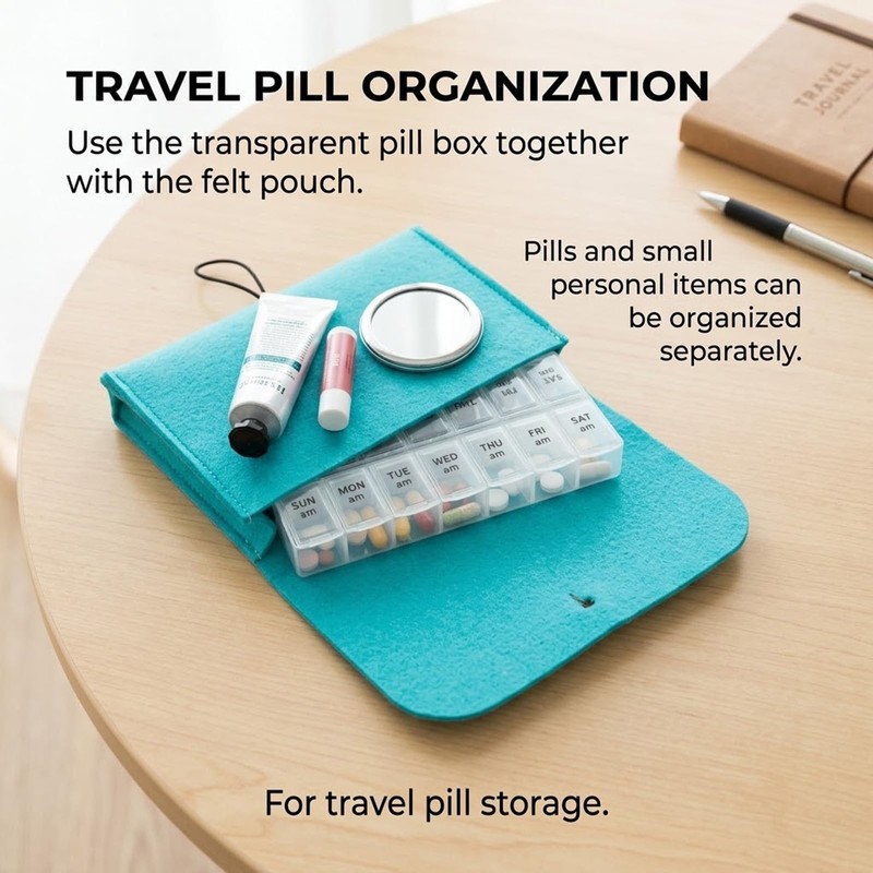 Portable Travel Pill Organizer – Slim Wallet Pill Case for